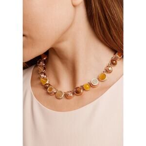 Eddie Borgo Necklace Collage Hematite & Quartz Gold Plated Cabochon Collar $800
